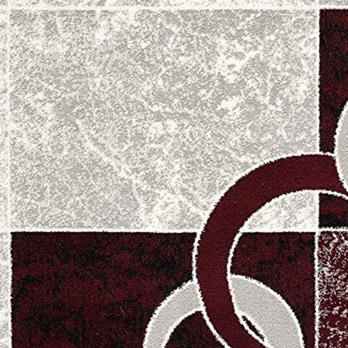10' Red And White Abstract Runner Rug